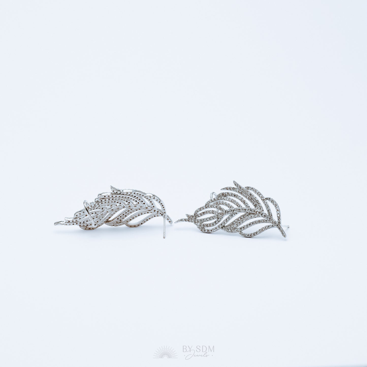 Leaf Ear Climber Earrings • Ear Crawler Earrings • Crystal Ear Cuff • Feather Earrings • Climbing Earrings • Bridal Earrings • Ear Cuff