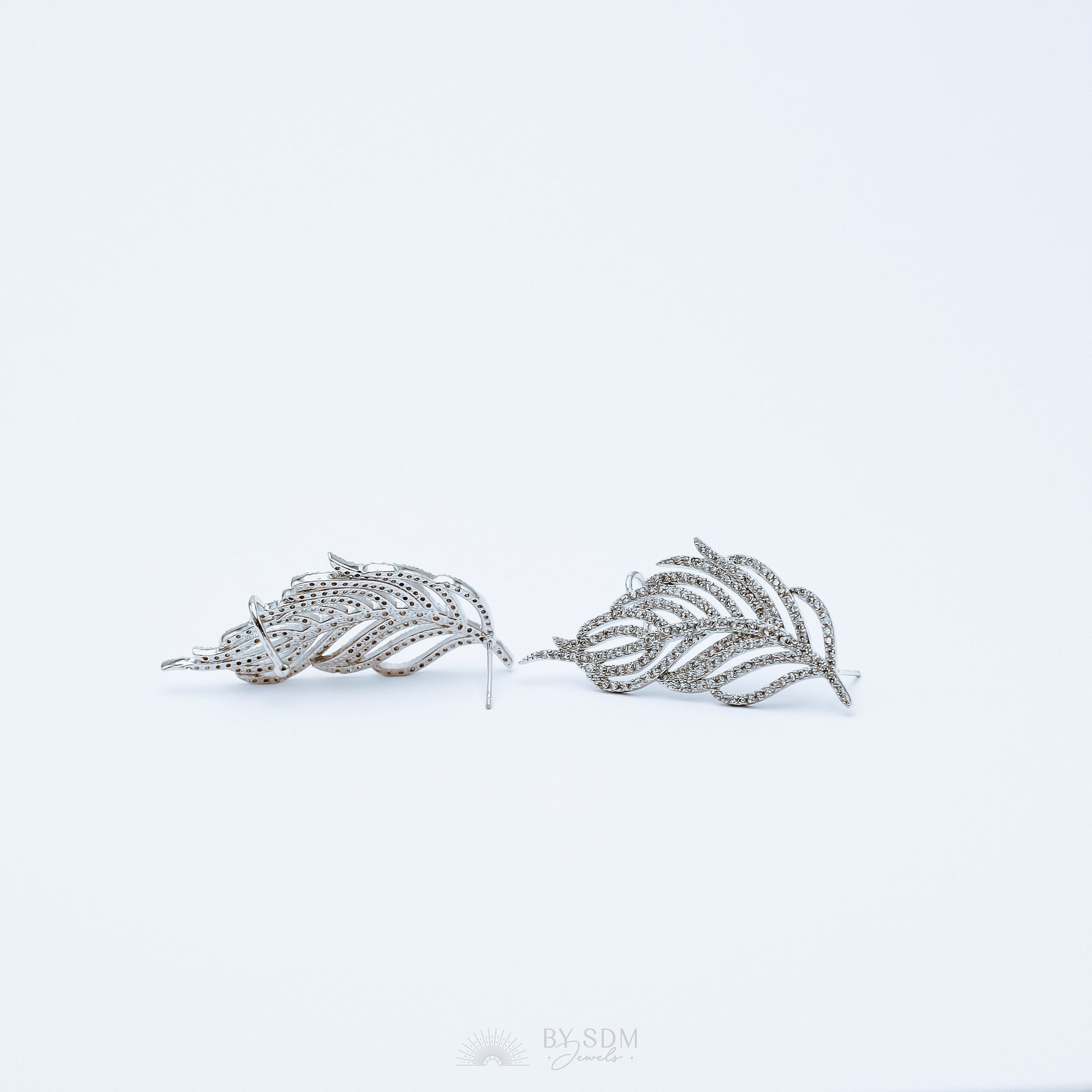 Leaf Ear Climber Earrings • Ear Crawler Earrings • Crystal Ear Cuff • Feather Earrings • Climbing Earrings • Bridal Earrings • Ear Cuff