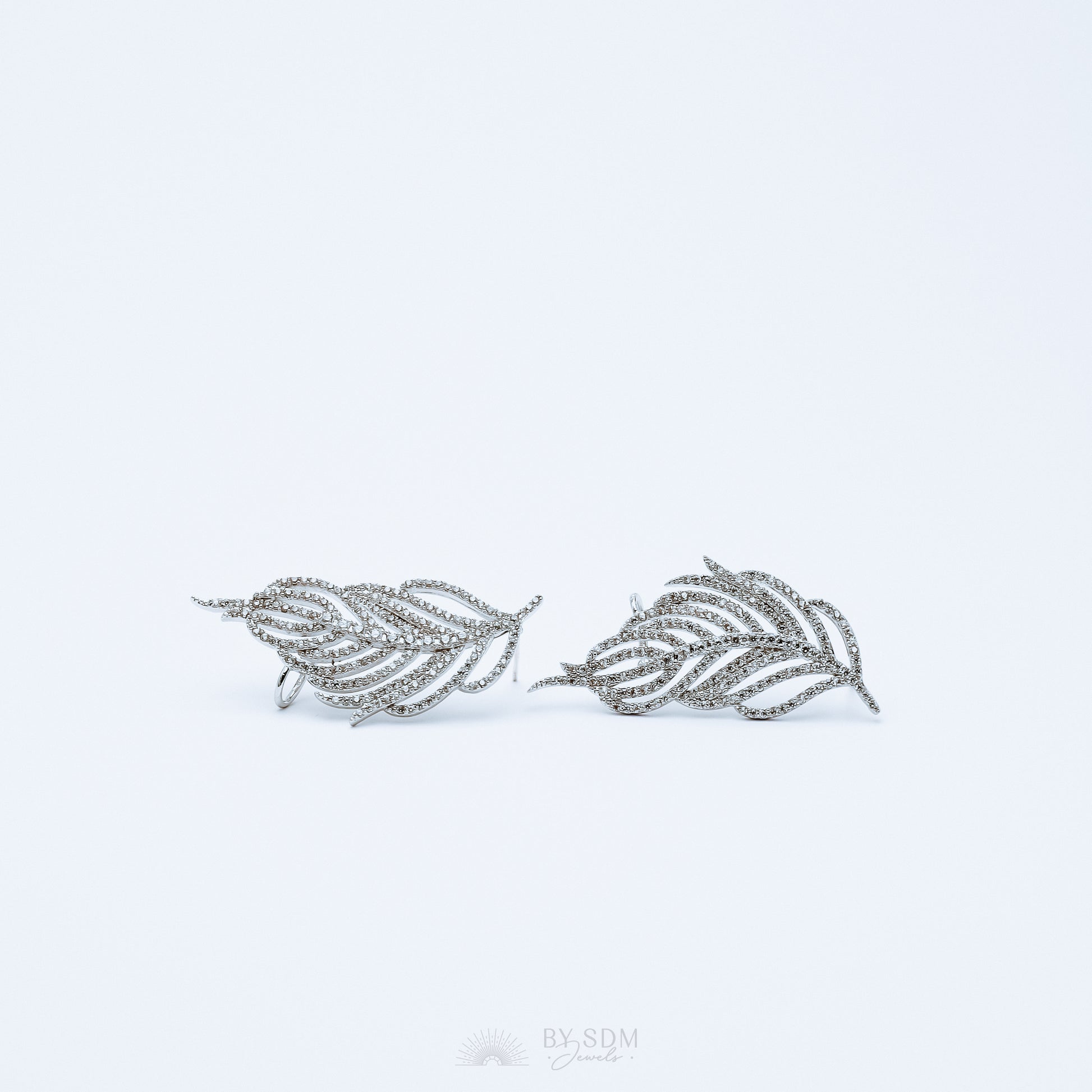 Leaf Ear Climber Earrings • Ear Crawler Earrings • Crystal Ear Cuff • Feather Earrings • Climbing Earrings • Bridal Earrings • Ear Cuff