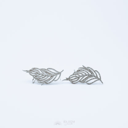 Leaf Ear Climber Earrings • Ear Crawler Earrings • Crystal Ear Cuff • Feather Earrings • Climbing Earrings • Bridal Earrings • Ear Cuff