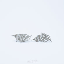 Load image into Gallery viewer, Leaf Ear Climber Earrings • Ear Crawler Earrings • Crystal Ear Cuff • Feather Earrings • Climbing Earrings • Bridal Earrings • Ear Cuff
