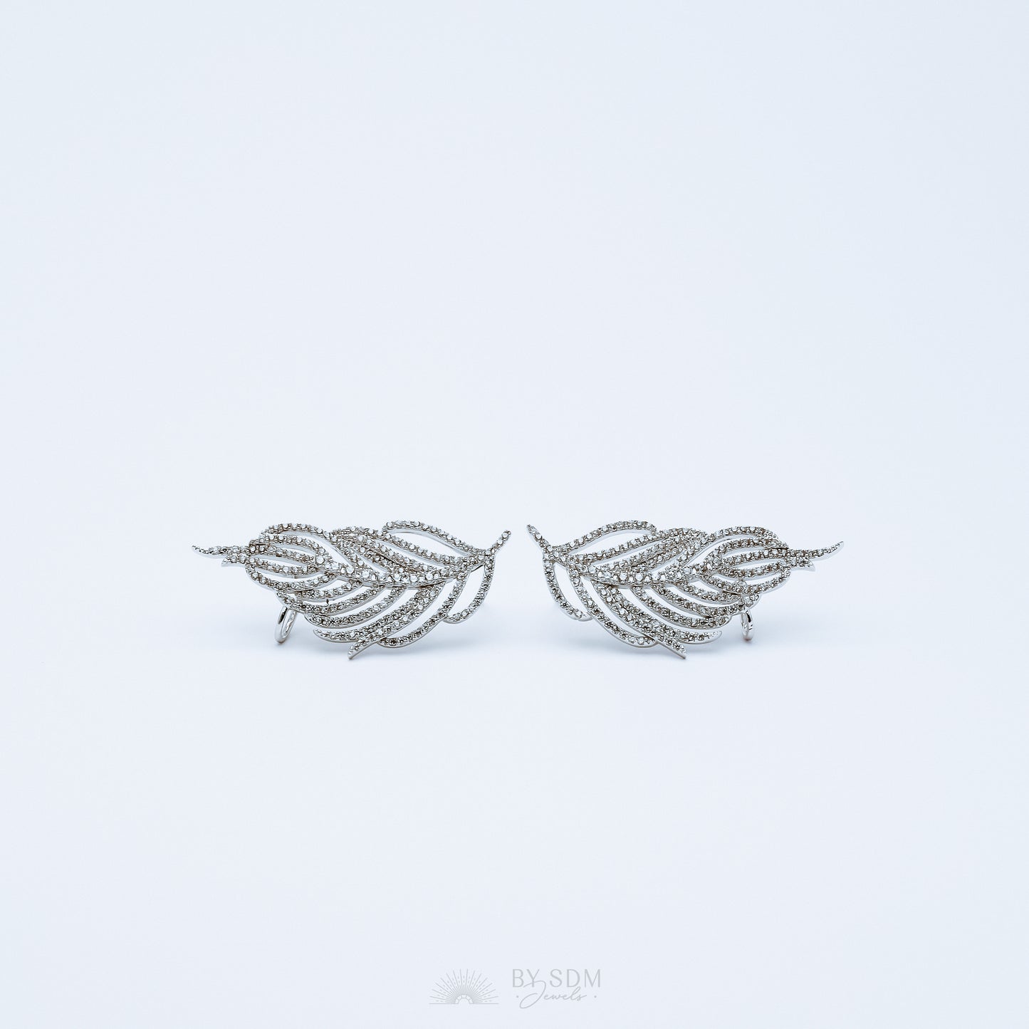 Leaf Ear Climber Earrings • Ear Crawler Earrings • Crystal Ear Cuff • Feather Earrings • Climbing Earrings • Bridal Earrings • Ear Cuff