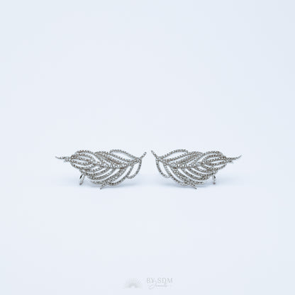 Leaf Ear Climber Earrings • Ear Crawler Earrings • Crystal Ear Cuff • Feather Earrings • Climbing Earrings • Bridal Earrings • Ear Cuff