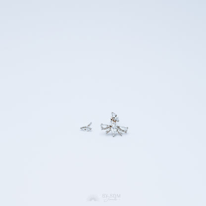 Tiny CZ Ear Jackets Earrings • Silver