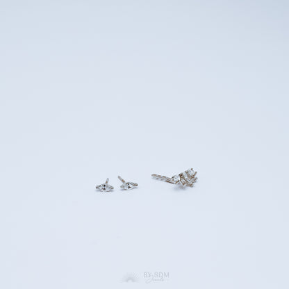 Tiny CZ Ear Jackets Earrings • Silver