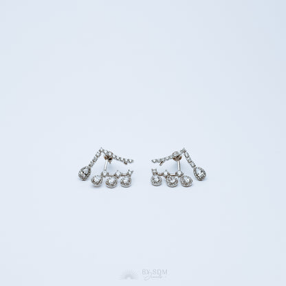 Front Back Earrings • Ear Jacket • Dainty Ear Jacket • Silver Earrings • Ear Jacket Earrings - Minimal Earring • Cz Ear Jacket • Ear Jacket