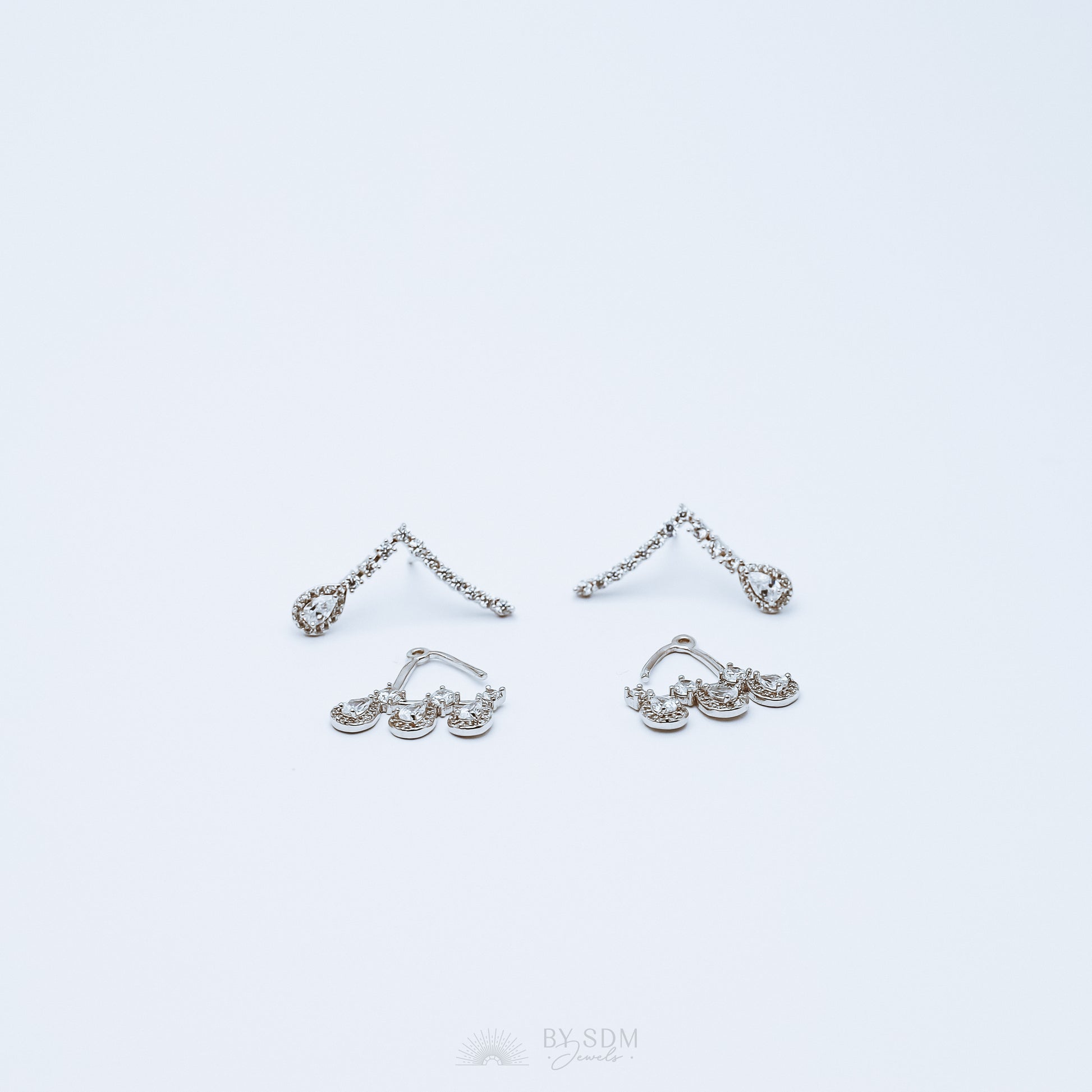 Front Back Earrings • Ear Jacket • Dainty Ear Jacket • Silver Earrings • Ear Jacket Earrings - Minimal Earring • Cz Ear Jacket • Ear Jacket