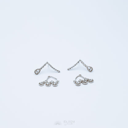 Front Back Earrings • Ear Jacket • Dainty Ear Jacket • Silver Earrings • Ear Jacket Earrings - Minimal Earring • Cz Ear Jacket • Ear Jacket