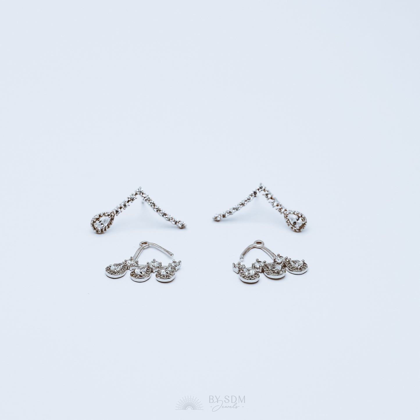 Front Back Earrings • Ear Jacket • Dainty Ear Jacket • Silver Earrings • Ear Jacket Earrings - Minimal Earring • Cz Ear Jacket • Ear Jacket