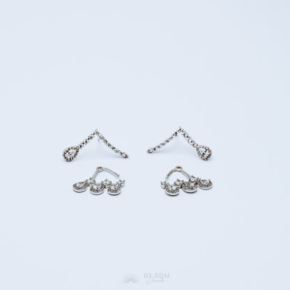 Front Back Earrings • Ear Jacket • Dainty Ear Jacket • Silver Earrings • Ear Jacket Earrings - Minimal Earring • Cz Ear Jacket • Ear Jacket
