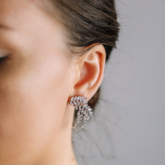 Crystal Bridal Earrings • Crystal Earrings • Crystal Drop Earrings • Leaf Bridal Jewelry • Feather Bridal Earrings • Bridesmaid Gifts