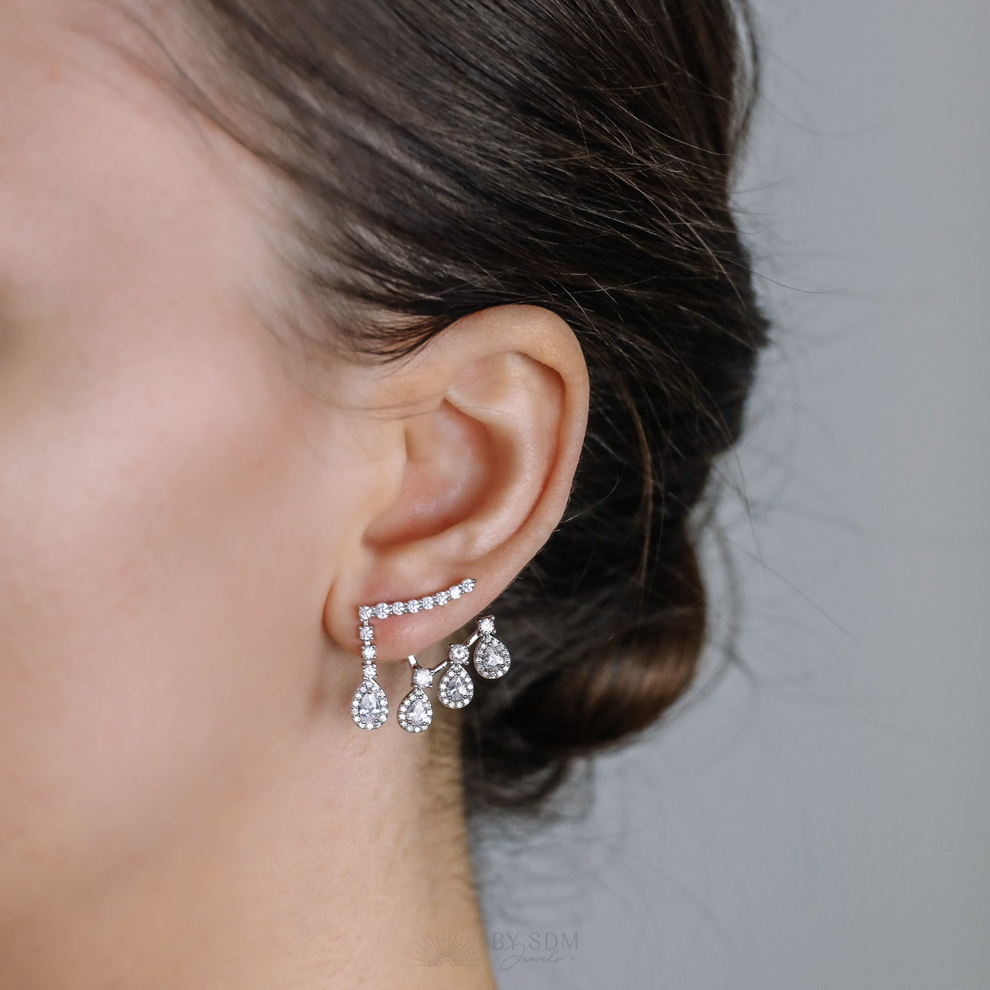 Front Back Earrings • Ear Jacket • Dainty Ear Jacket • Silver Earrings • Ear Jacket Earrings - Minimal Earring • Cz Ear Jacket • Ear Jacket