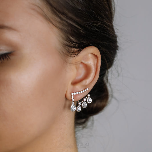 Front Back Earrings • Ear Jacket • Dainty Ear Jacket • Silver Earrings • Ear Jacket Earrings - Minimal Earring • Cz Ear Jacket • Ear Jacket