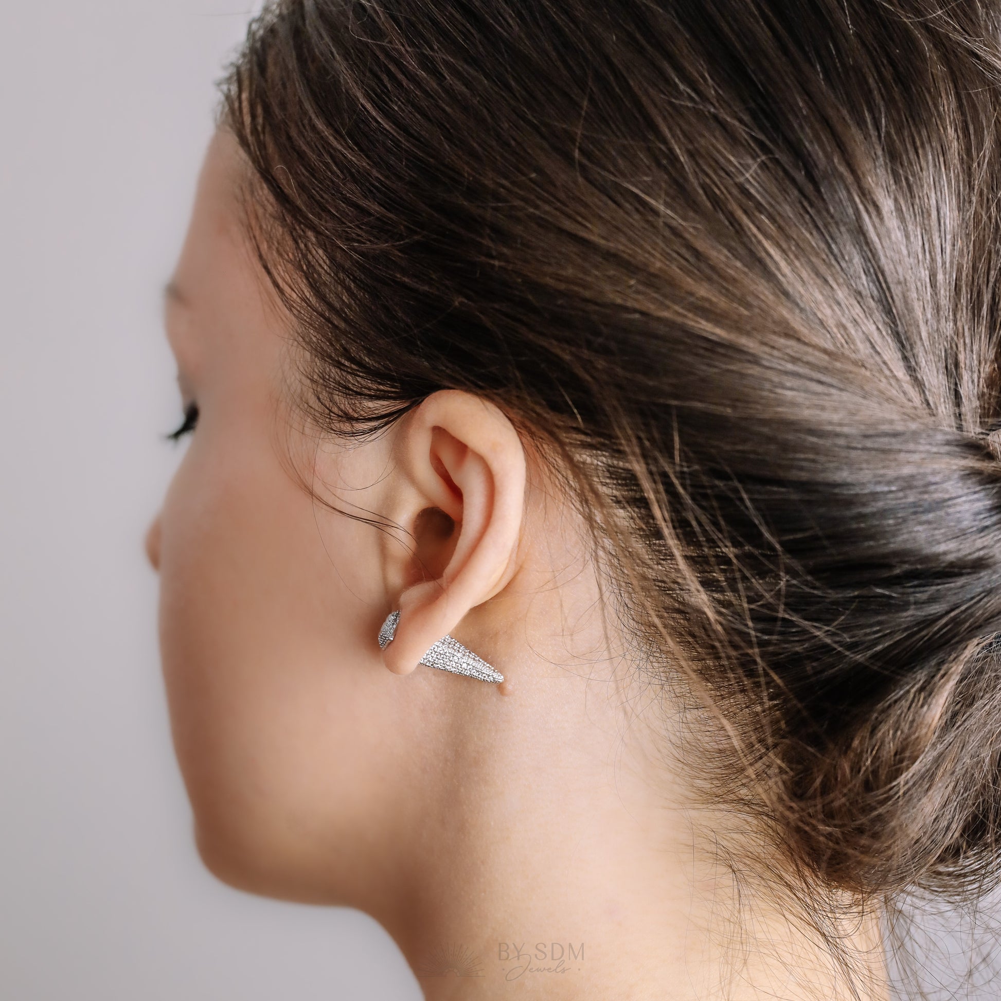 Spike Silver Ear Jacket • Silver Ear Jackets • Ear Jacket Earrings • Dainty Ear Jacket • Modern Ear Jacket • Ear Cuff • Dainty Earrings