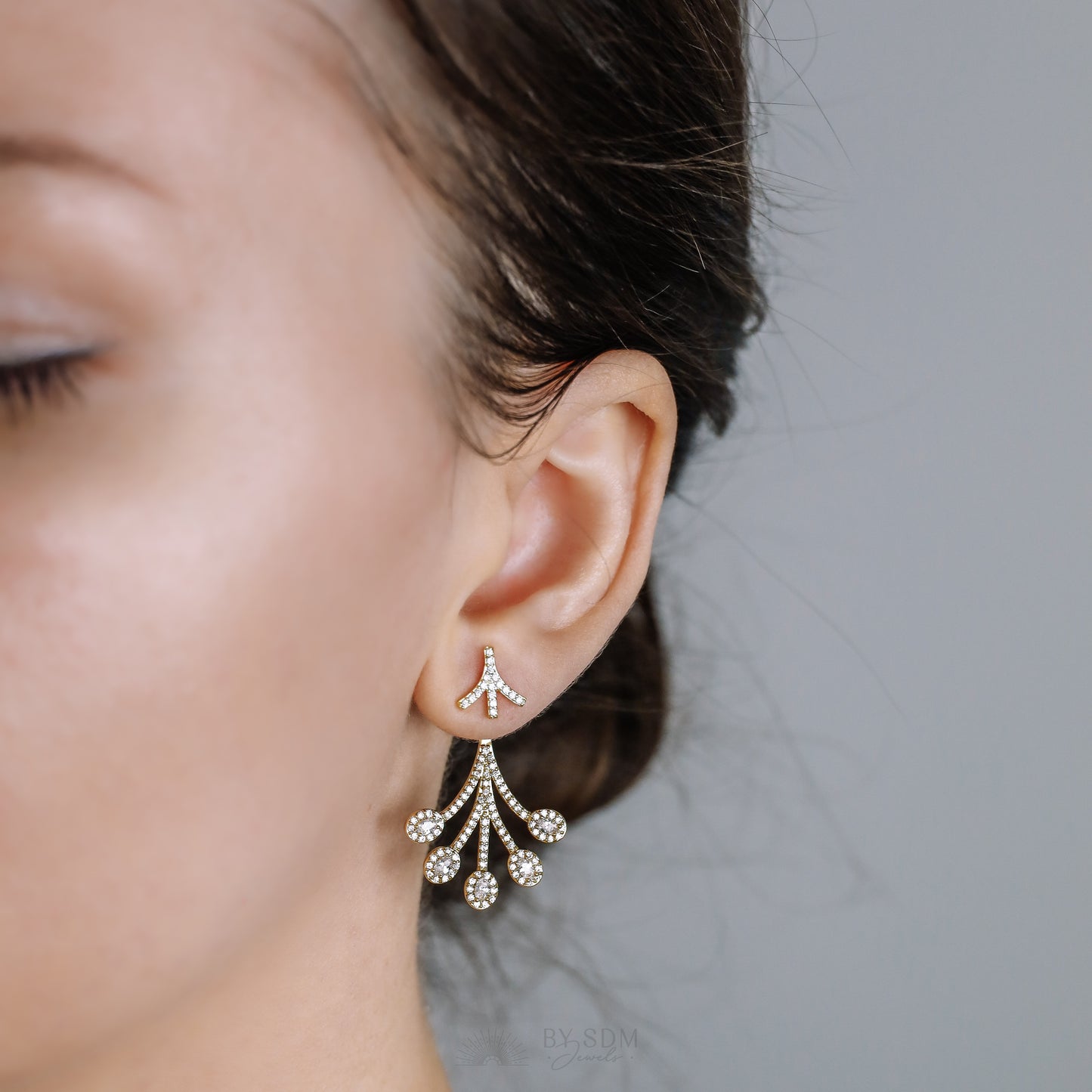 Front Back Earrings • Ear Jacket • Dainty Ear Jacket • Gold Earrings • Ear Jacket Earrings - Minimal Earring • Cz Ear Jacket • Ear Jacket