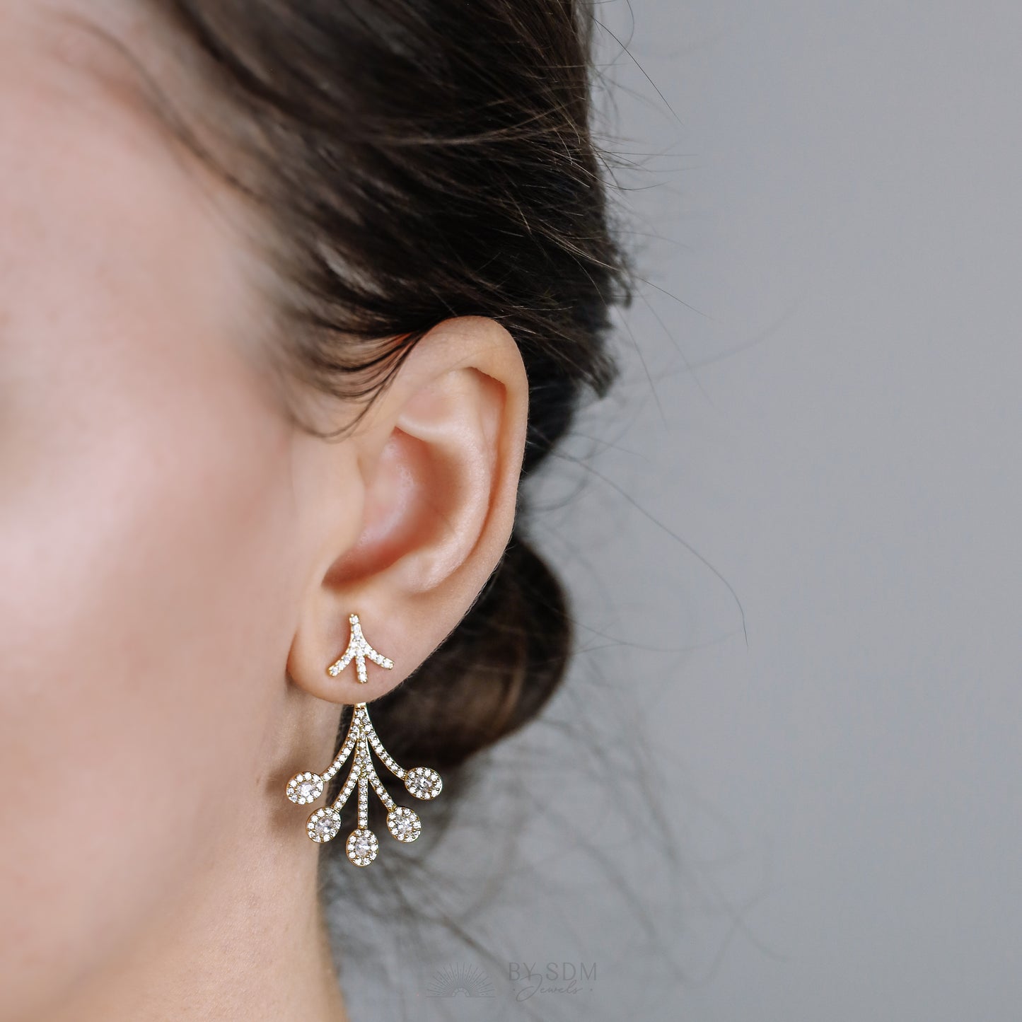 Front Back Earrings • Ear Jacket • Dainty Ear Jacket • Gold Earrings • Ear Jacket Earrings - Minimal Earring • Cz Ear Jacket • Ear Jacket