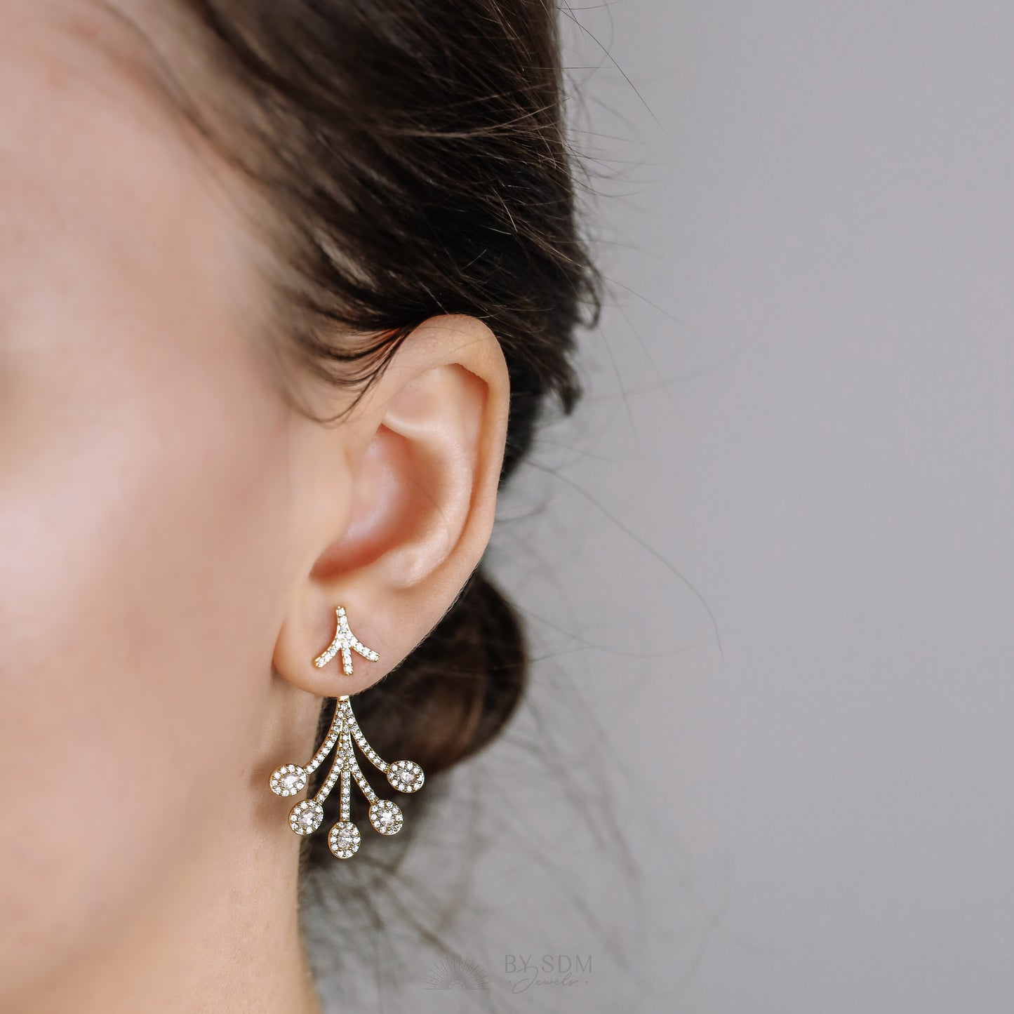 Front Back Earrings • Ear Jacket • Dainty Ear Jacket • Gold Earrings • Ear Jacket Earrings - Minimal Earring • Cz Ear Jacket • Ear Jacket