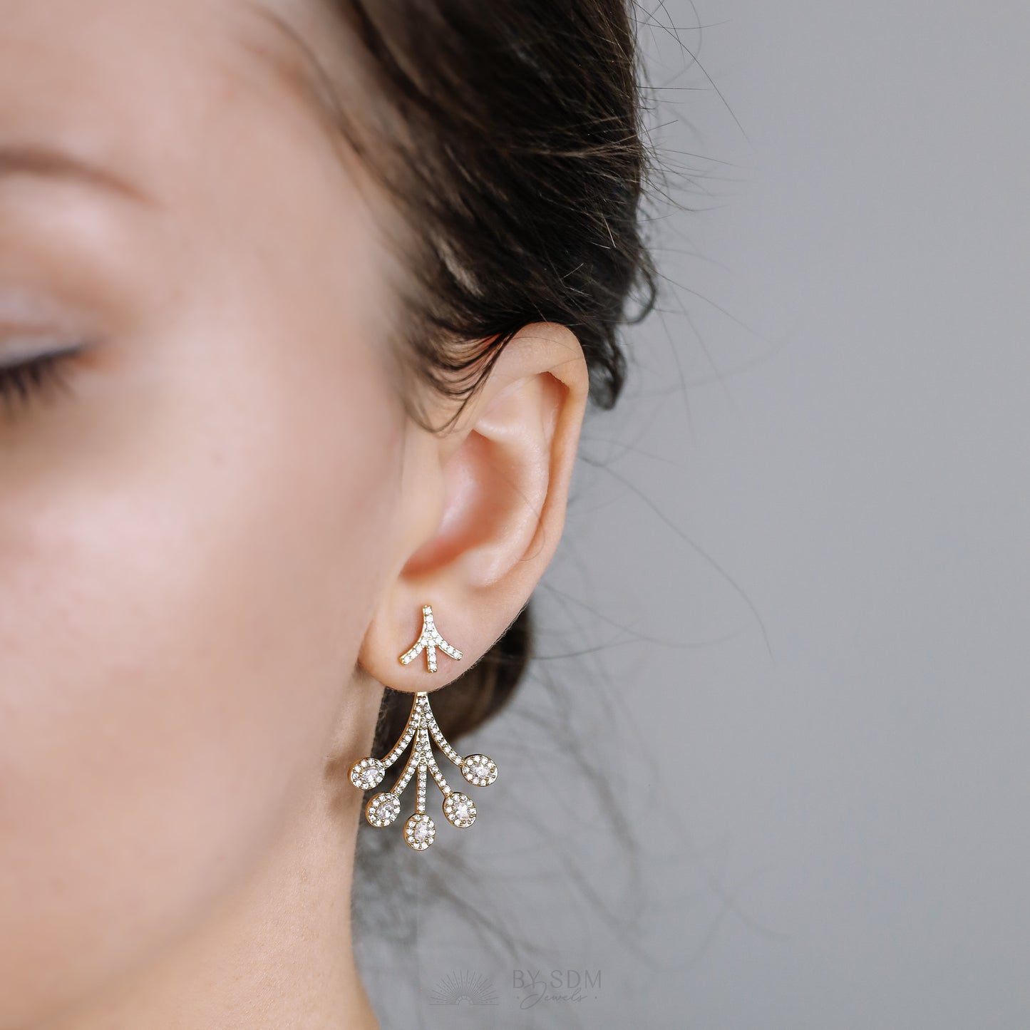 Front Back Earrings • Ear Jacket • Dainty Ear Jacket • Gold Earrings • Ear Jacket Earrings - Minimal Earring • Cz Ear Jacket • Ear Jacket