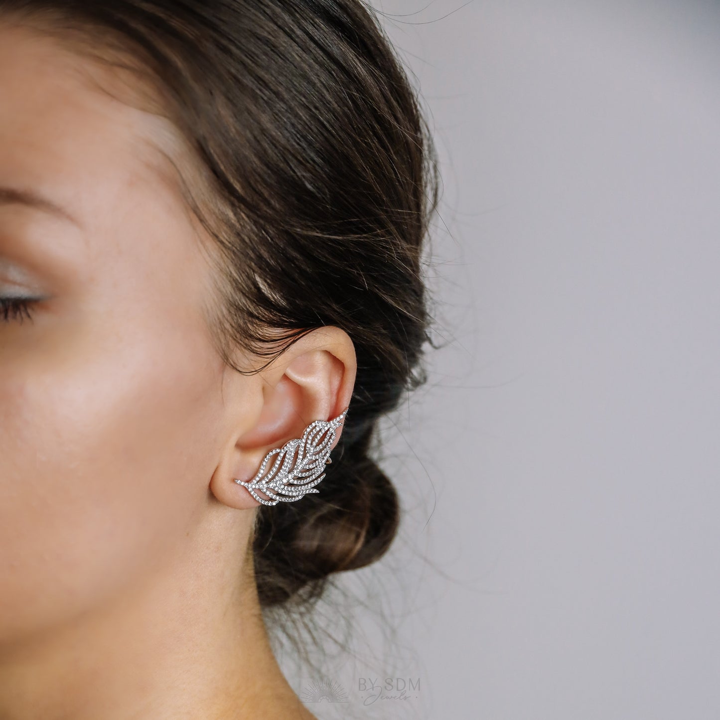 Leaf Ear Climber Earrings • Ear Crawler Earrings • Crystal Ear Cuff • Feather Earrings • Climbing Earrings • Bridal Earrings • Ear Cuff