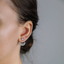 Load image into Gallery viewer, Moon Ear Jackets • Crescent Moon Earrings • Silver Ear Jacket • Minimalist Earrings • Cuff Earrings • Celestial Earrings • Dainty Ear Jacket
