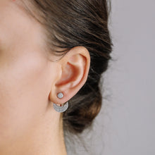 Load image into Gallery viewer, Moon Ear Jackets • Crescent Moon Earrings • Silver Ear Jacket • Minimalist Earrings • Cuff Earrings • Celestial Earrings • Dainty Ear Jacket
