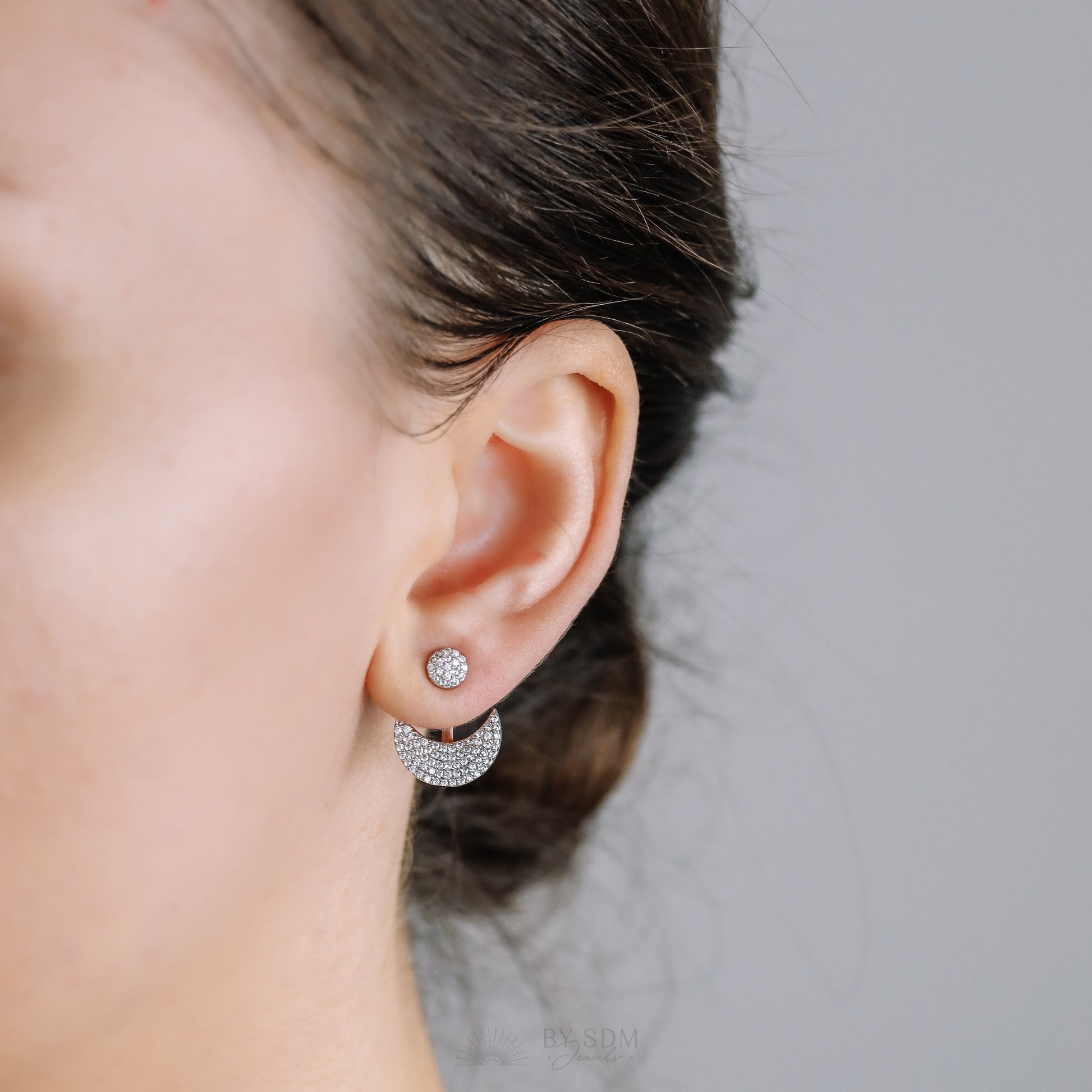 Moon Ear Jackets • Crescent Moon Earrings • Silver Ear Jacket • Minimalist Earrings • Cuff Earrings • Celestial Earrings • Dainty Ear Jacket