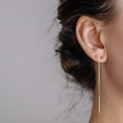 Tiny Ball Ear Threader • Gold, Silver, Rose Gold