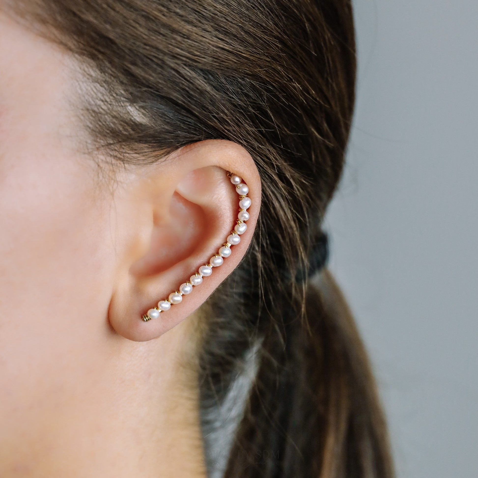 Ear Climber • Ear Crawler • Ear Cuff • Pearl Ear Climber • Gold
