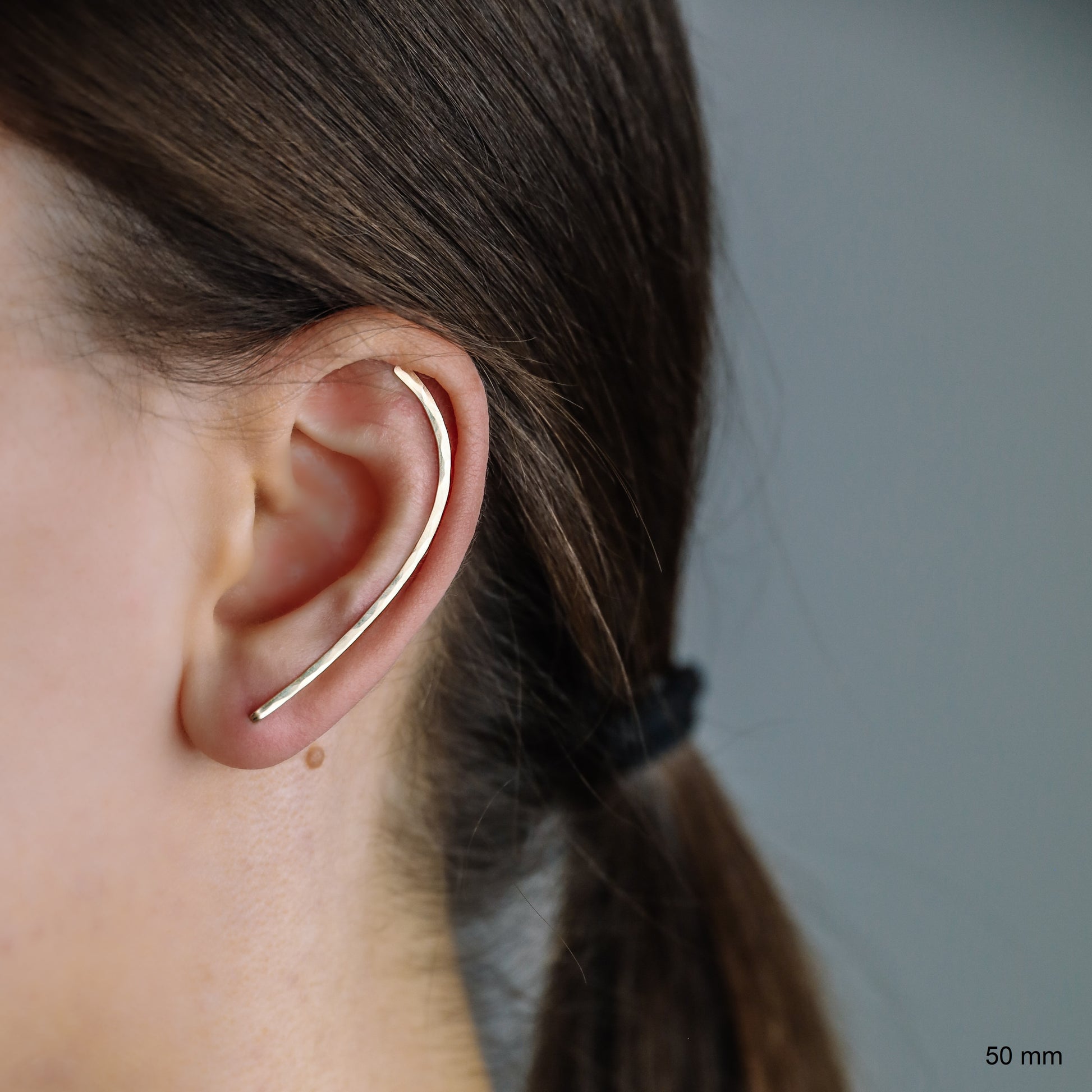 40 mm Gold Filled Ear Climbers, Minimalist Ear Pin Earrings, Sterling Silver Ear Crawlers BYSDMJEWELS
