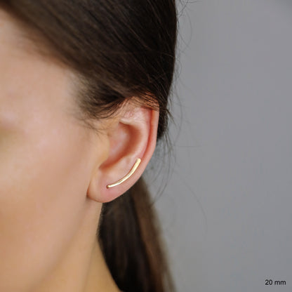 40 mm Gold Filled Ear Climbers, Minimalist Ear Pin Earrings, Sterling Silver Ear Crawlers BYSDMJEWELS