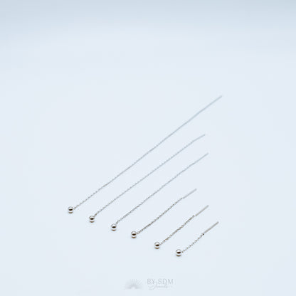 Tiny Ball Ear Threader • Gold, Silver from 160mm to 35mm Lenhgt