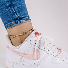 Load image into Gallery viewer, Anklet with two threads, snake chain and with Crystal Blue, with a shiny finish
