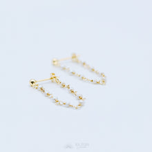 Load image into Gallery viewer, Pearl Chain Earrings, Gold Stud Earrings, BYSDMJEWELS
