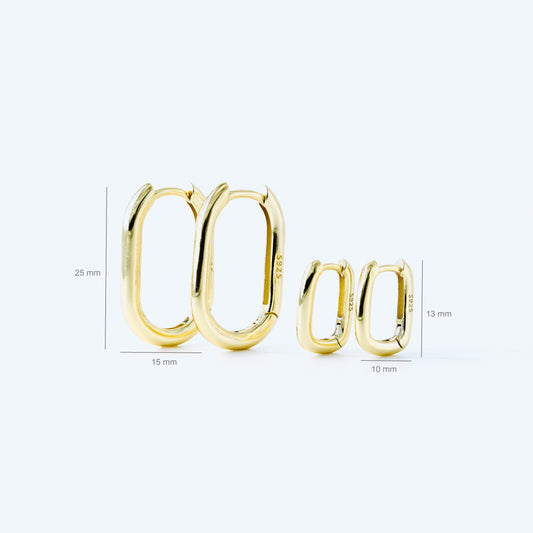 Oval Hoop Earrings, Gold, Silver BYSDMJEWELS