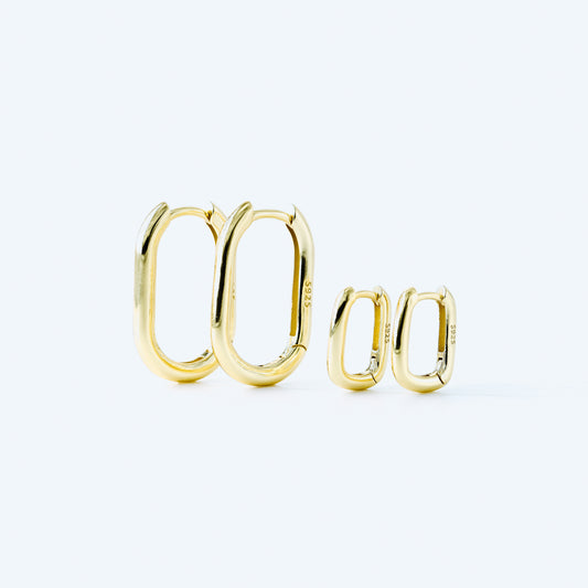 Oval Hoop Earrings, Gold, Silver BYSDMJEWELS