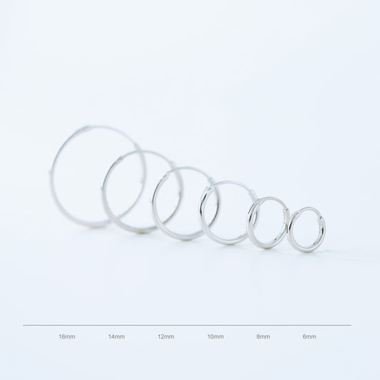 Thin Hoops Rings for Ear Piercings • Hoop With Hinge, 6, 8, 10, 12, 14, 16, 18mm, Silver • BYSDMJEWELS