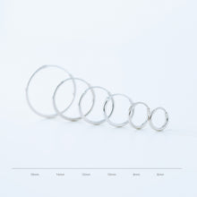 Load image into Gallery viewer, Thin Hoops Rings for Ear Piercings, Hoop With Hinge, 6, 8, 10, 12, 14, 16, 18mm, Silver, BYSDMJEWELS
