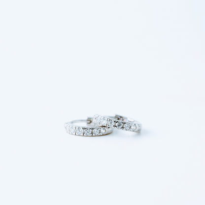 Simple White Stone, Clear CZ Hoop Earrings, Huggies, 9mm, Gold, Silver BYSDMJEWELS