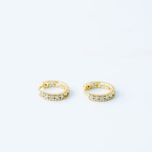 Load image into Gallery viewer, Simple White Stone, Clear CZ Hoop Earrings, Huggies, 9mm, Gold, Silver BYSDMJEWELS
