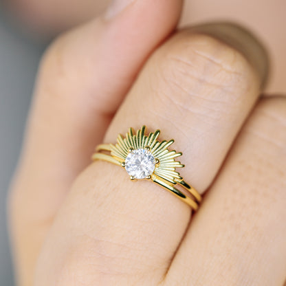 Dainty Sun Ring, Rising Sun Ring, Sunbeam Ring, Spike Ring, Celestial Ring, Gold Ring, Statement Ring, Simple Gold Ring, Stacking Ring