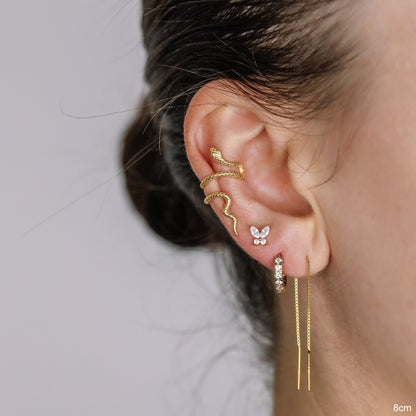 Simple Long Ear Threader, Gold, Silver BYSDMJEWELS