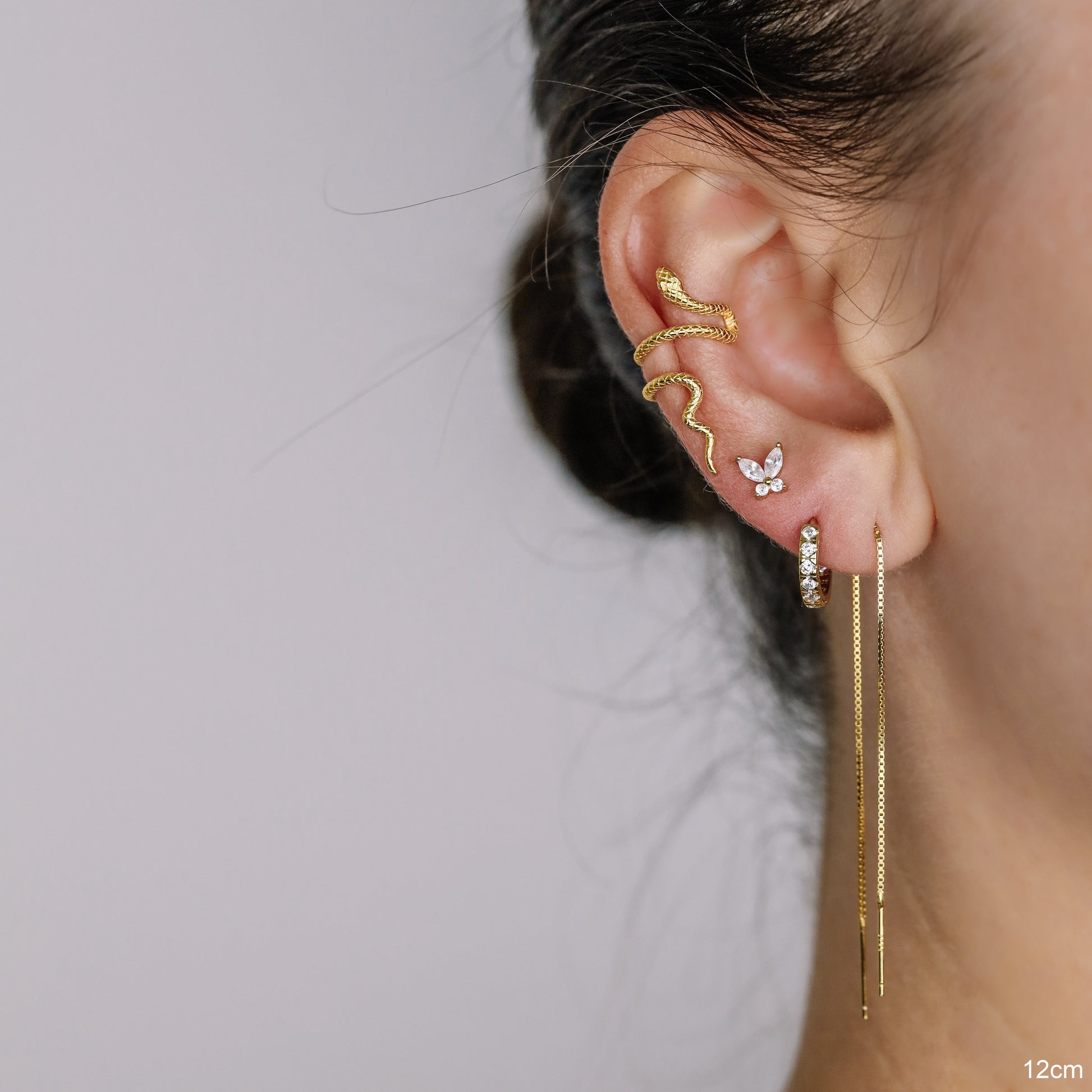 Simple Long Ear Threader, Gold, Silver BYSDMJEWELS