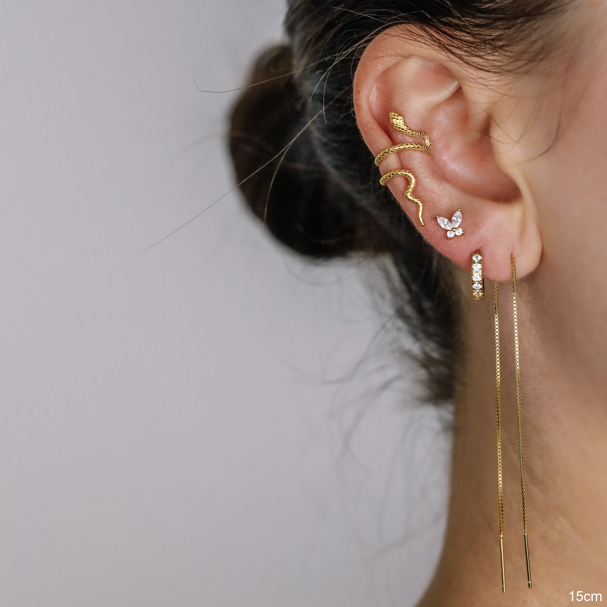 Simple Long Ear Threader, Gold, Silver BYSDMJEWELS