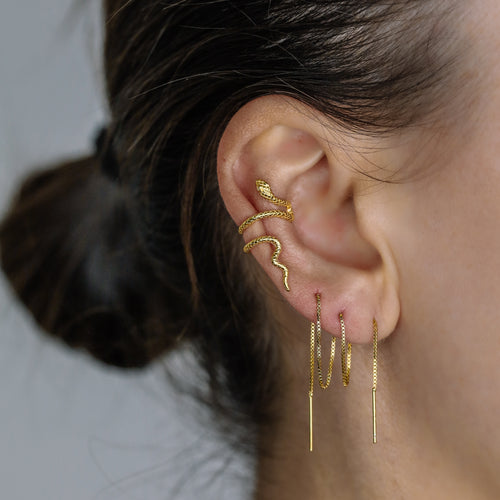 Simple Long Ear Threader, Gold, Silver BYSDMJEWELS