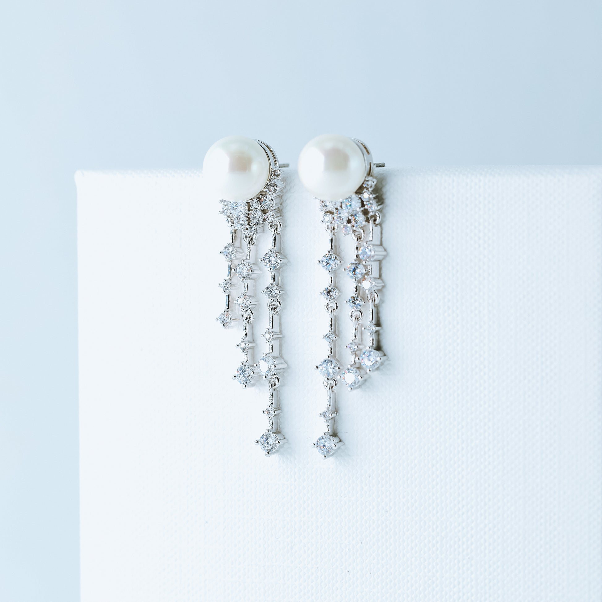 Wedding Earrings, Pearl Earrings, Bridal Jewelry, Crystal Earrings, Silver Earrings, BYSDMJEWELS
