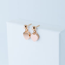 Load image into Gallery viewer, Dangle Heart Stud Earrings Rose Gold Heart Earrings Teeny Tiny Heart Earrings Gold Heart Stud Earrings Silver Tiffany Heart Earrings
