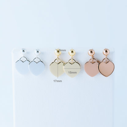 Dangle Heart Stud Earrings Rose Gold Heart Earrings Teeny Tiny Heart Earrings Gold Heart Stud Earrings Silver Tiffany Heart Earrings