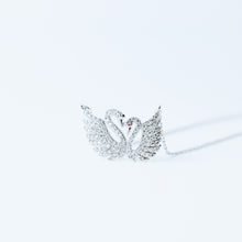 Load image into Gallery viewer, Two Swans in Love, Minimal Swan Necklaces for Women, Swan Pendant, Gift for Daughter, Best Friend Birthday Gift for Her, Silver, BYSDMJEWELS
