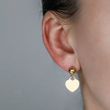 Load image into Gallery viewer, Dangle Heart Stud Earrings Rose Gold Heart Earrings Teeny Tiny Heart Earrings Gold Heart Stud Earrings Silver Tiffany Heart Earrings
