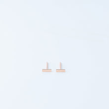 Load image into Gallery viewer, Tiny Bar Stud Earrings, Cuboid Rectangle Shape Studs, Rose Gold, Silver, BYSDMJEWELS
